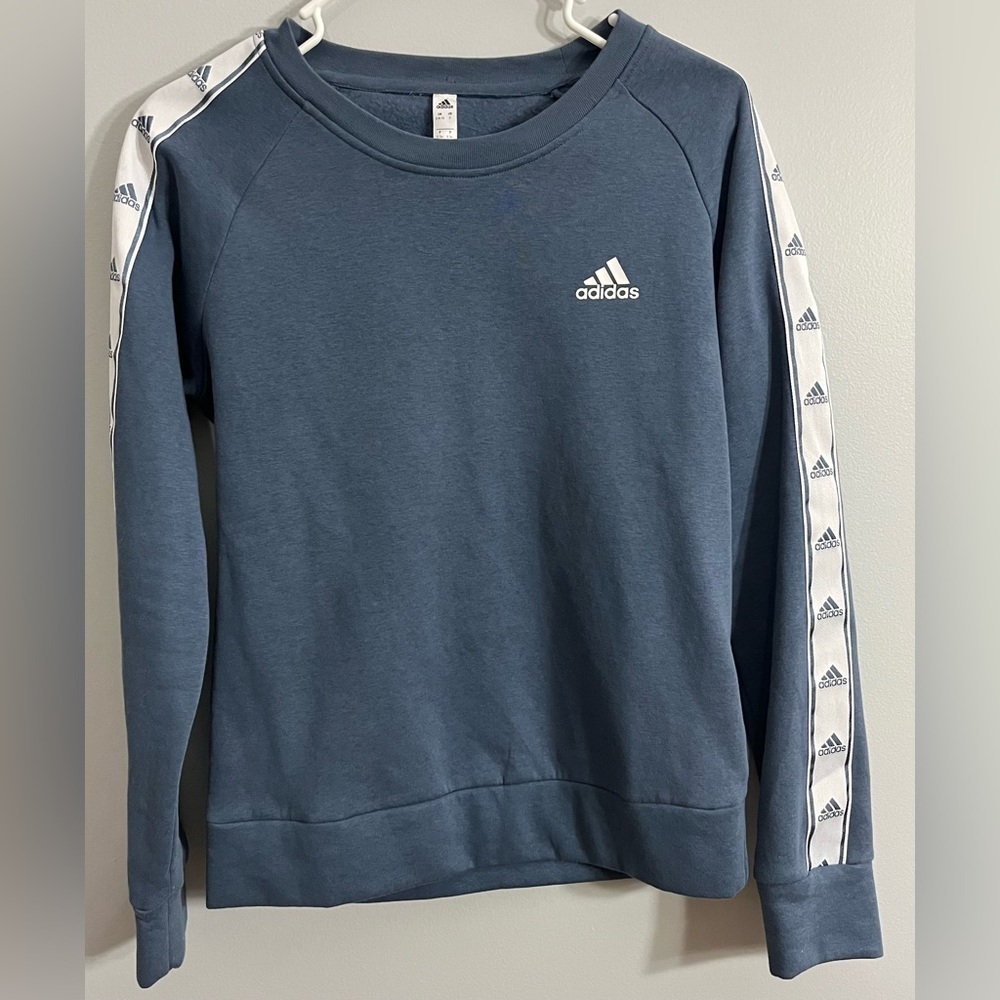 Adidas Women's Tiro Tape Crewneck Sweatshirt. Womens small Blue logo long sleeve - Picture 5 of 10
